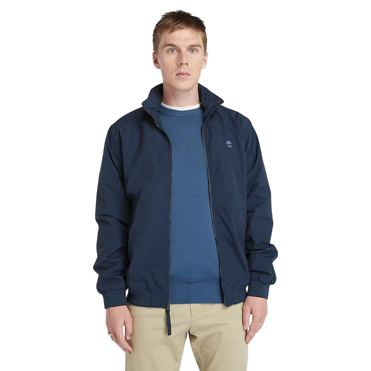 Giacca Bomber Impermeabile da Uomo blu scuro modello frontale