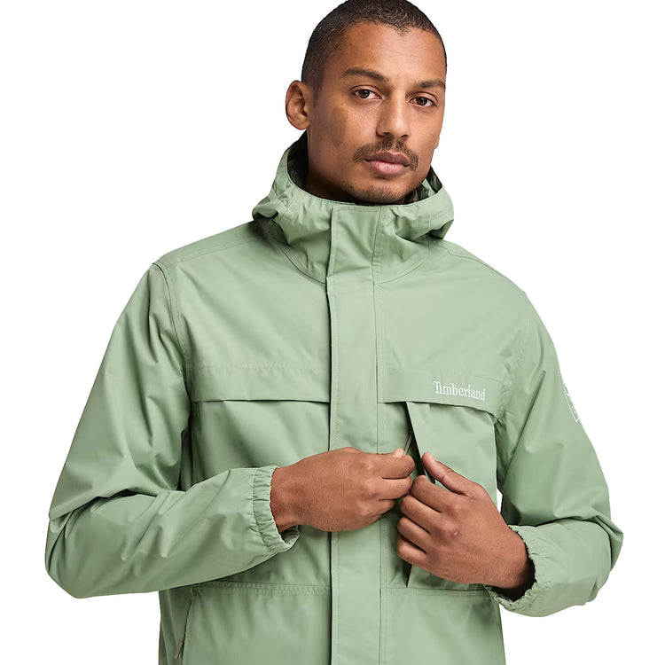 Giacca Uomo Benton Impermeabile verde chiaro modello frontale ravvicinato