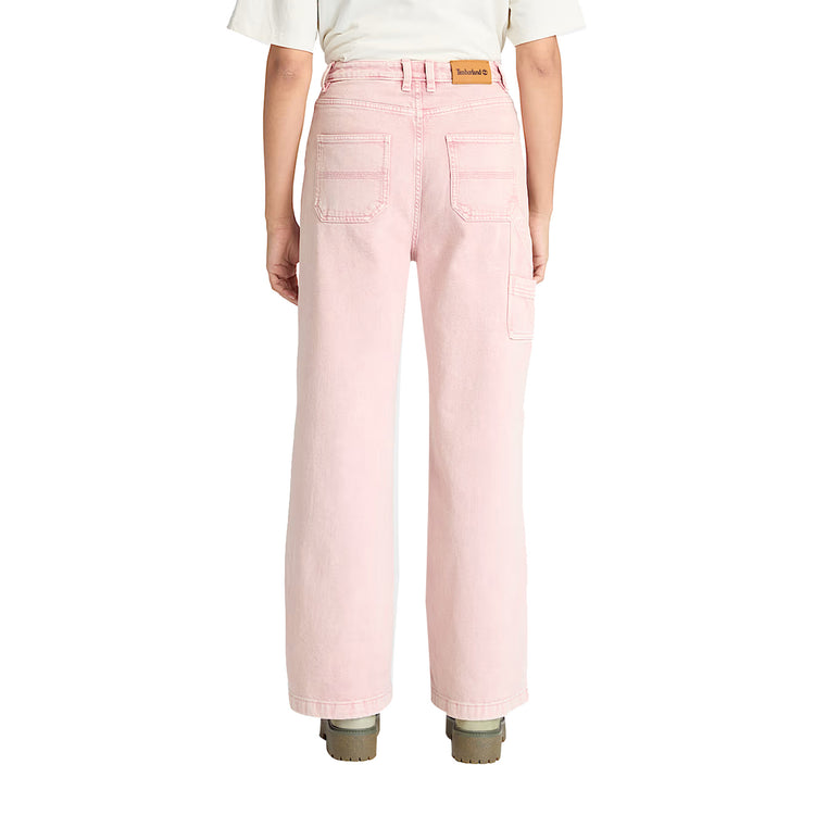 Pantaloni Stile Carpentiere da Donna in rosa chiaro modella retro