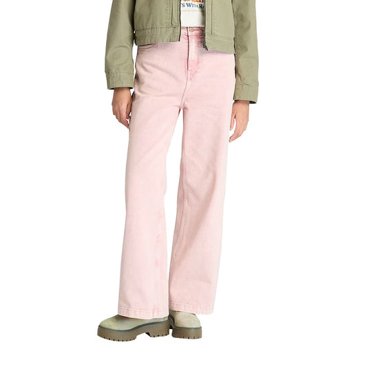 Pantaloni Stile Carpentiere da Donna in rosa chiaro modella frontale