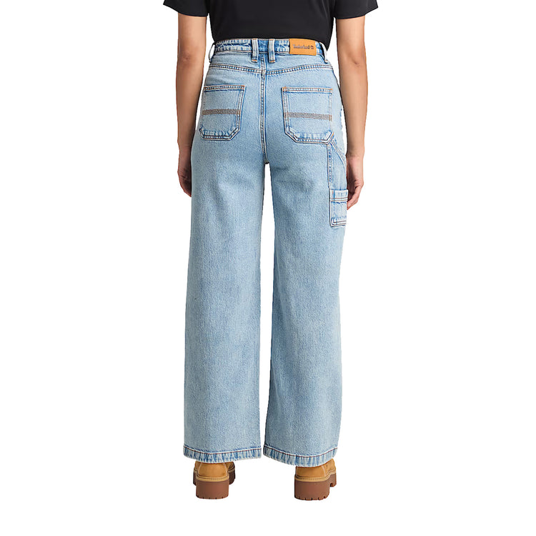 Jeans Stile Carpentiere da Donna Denim blu modella retro