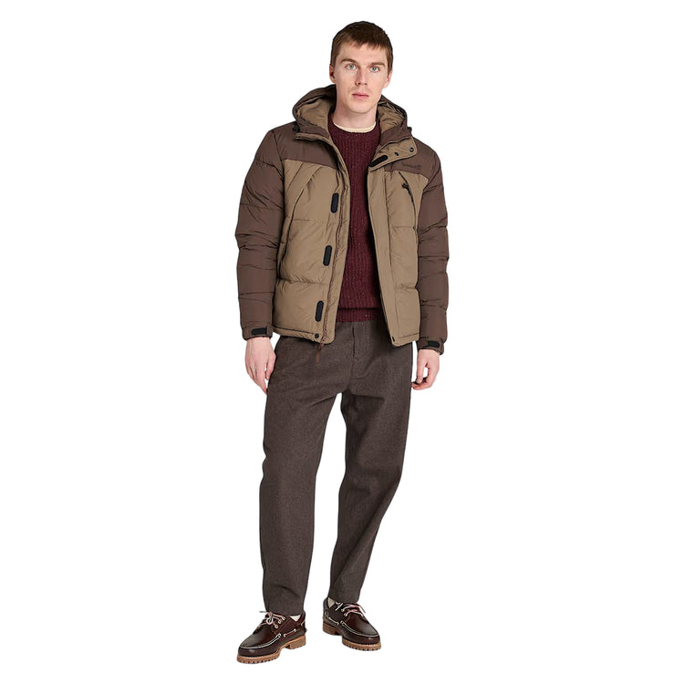 Piumino Uomo Idrorepellente Puffer Marrone modello intero frontale