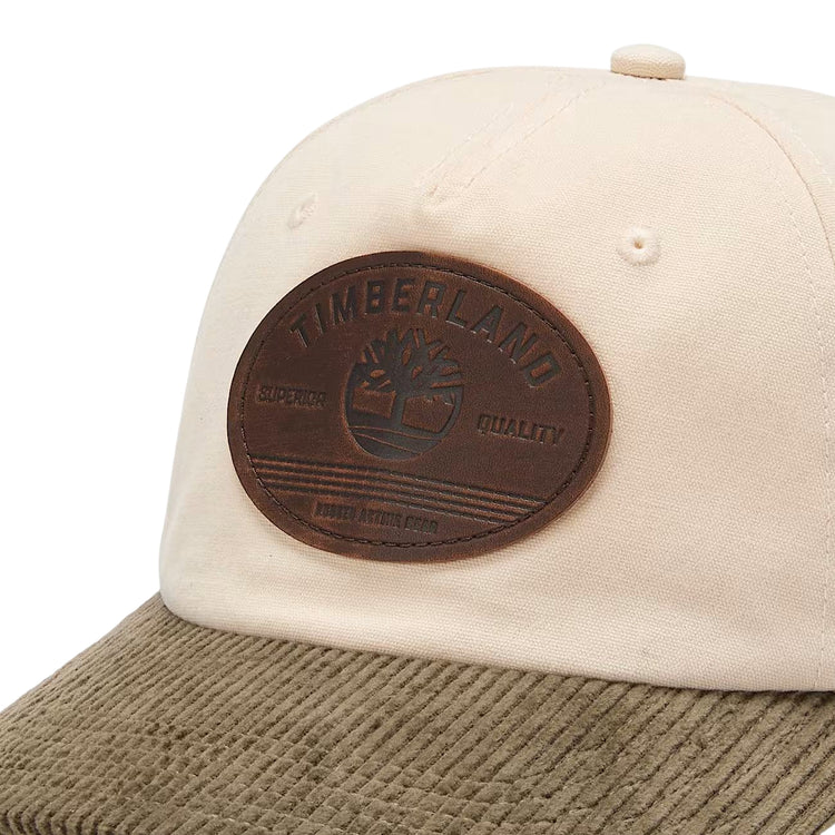 Berretto Uomo in tela e velluto a coste Beige dettaglio