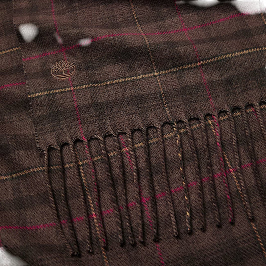 Sciarpa intessuta Donna a quadri Marrone dettaglio