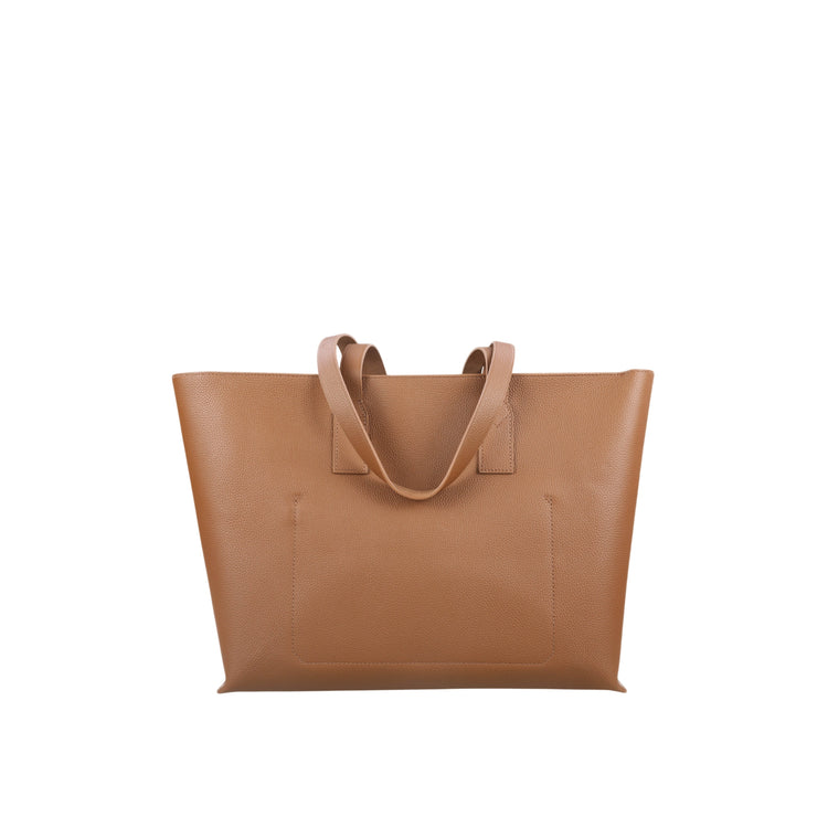 Borsa Donna Tote con manici in pelle e logo inciso sur ton