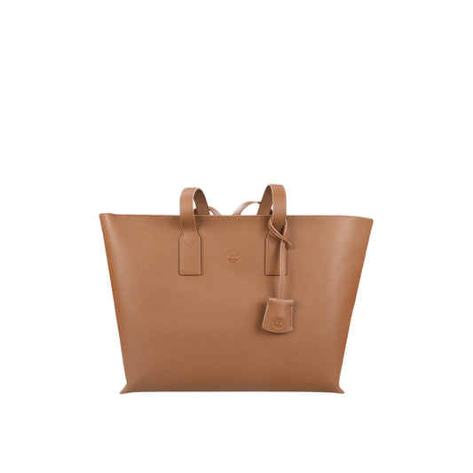 Borsa Donna Tote con manici in pelle e logo inciso sur ton