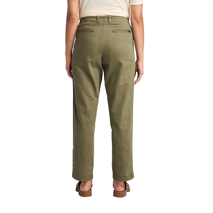 Retro Pantaloni in Lino Utility Fatigue da Donna in verde