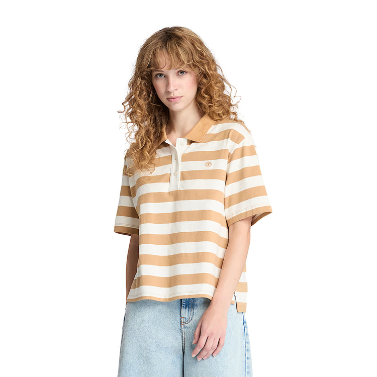 Modella con Polo a righe da Donna in giallo