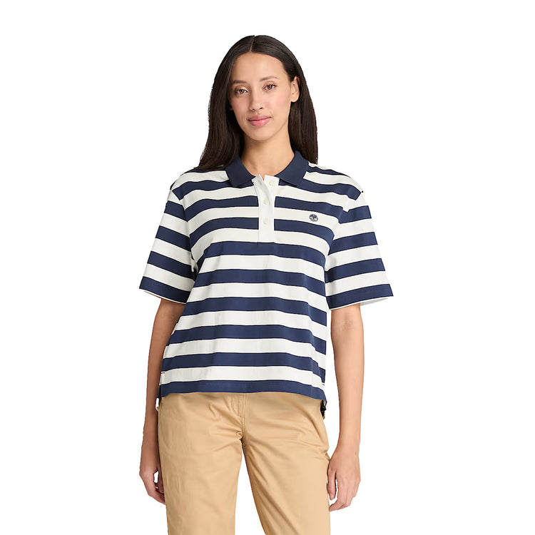 Polo a righe da Donna in Blu