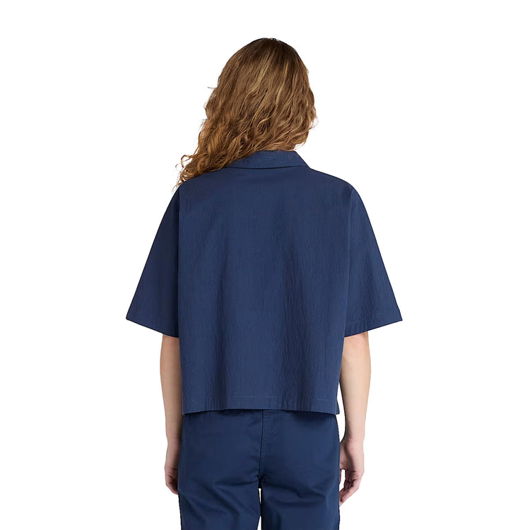 Camicia Donna a maniche corte Blu modella retro