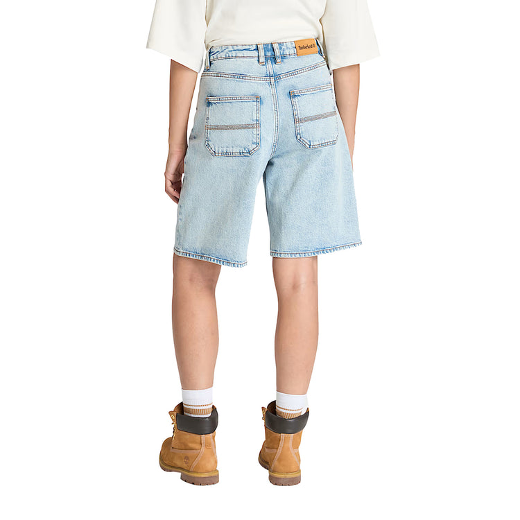 Shorts da Donna in Denim blu chiaro modella retro