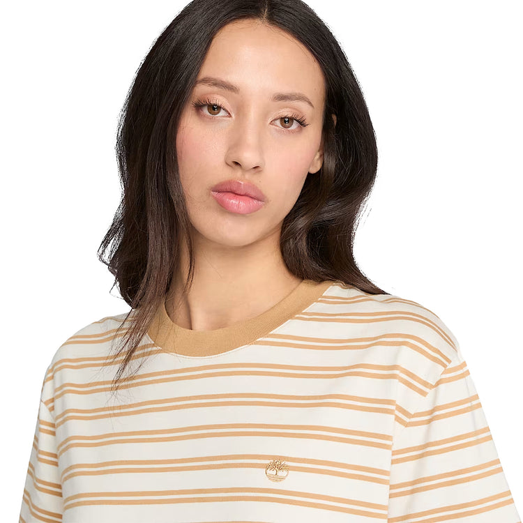 Dettaglio ravvicinato T-shirt a Maniche Corte a Righe Dunstan in giallo