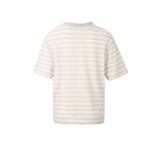 T-shirt a Maniche Corte a Righe Dunstan in Beige