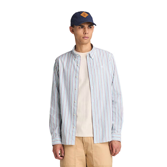 Camicia a Righe da Uomo in bianco modello frontale