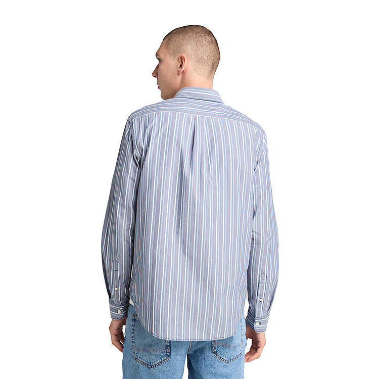 Camicia a Righe da Uomo in blu marino modello retro