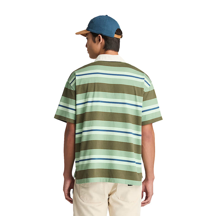 Polo Uomo motivo a righe Verde modello retro