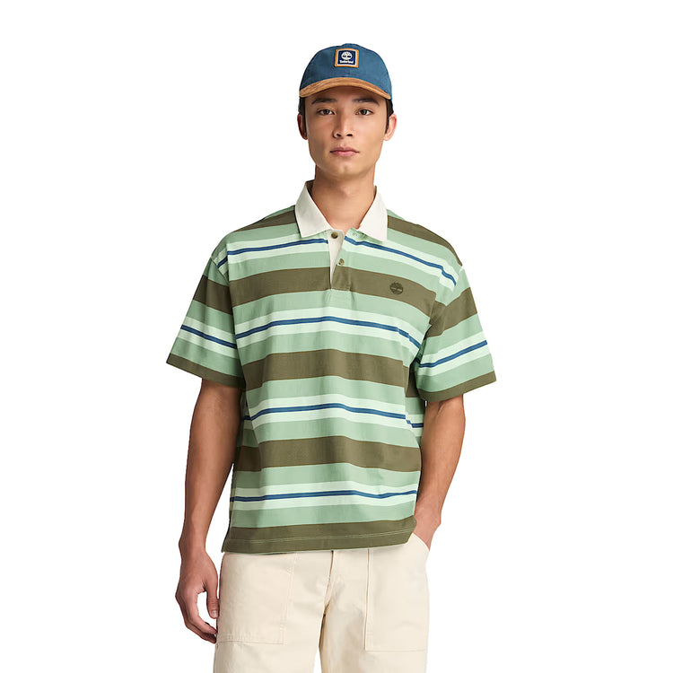 Polo Uomo motivo a righe Verde modello frontale