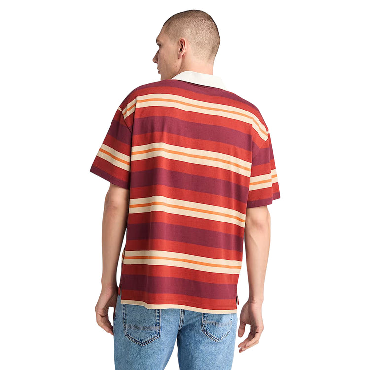 Polo Uomo motivo a righe Rosso modello retro
