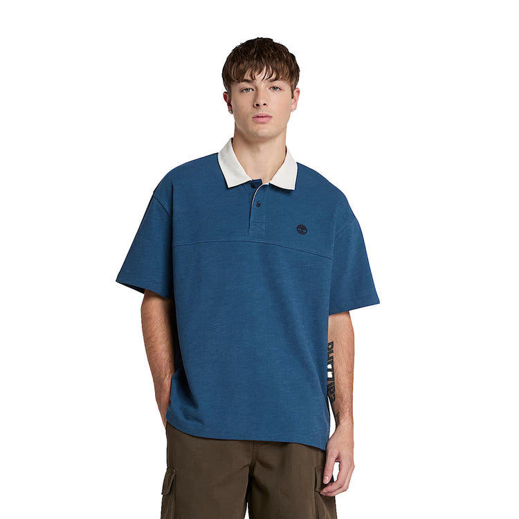 Polo Textured da Uomo in blu