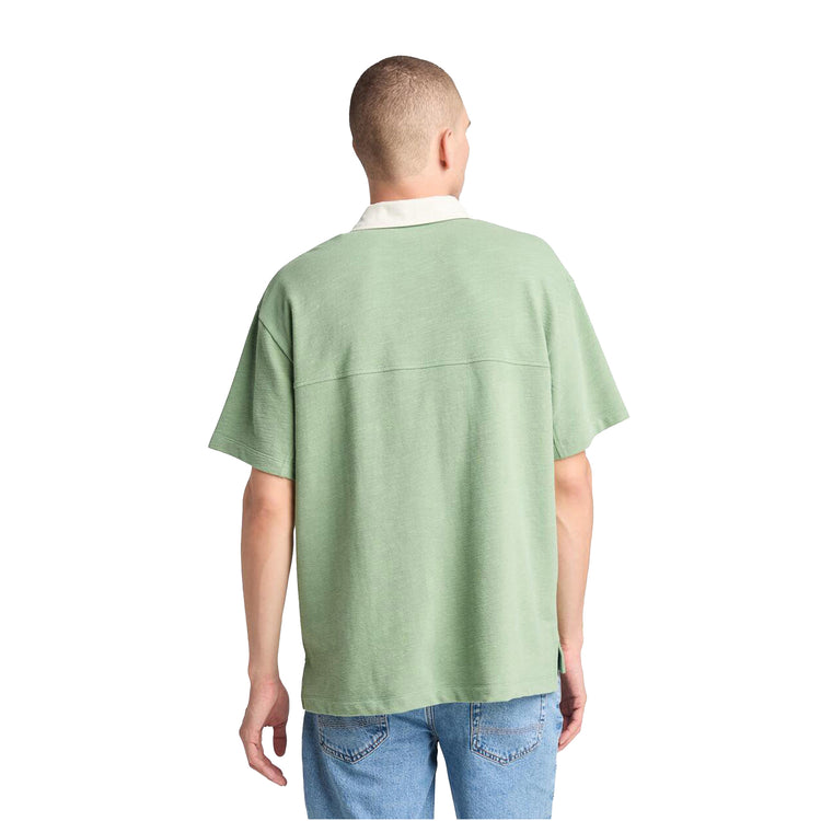 Polo Textured da Uomo in verde modello retro