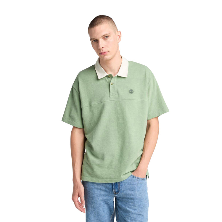 Polo Textured da Uomo in verde modello frontale