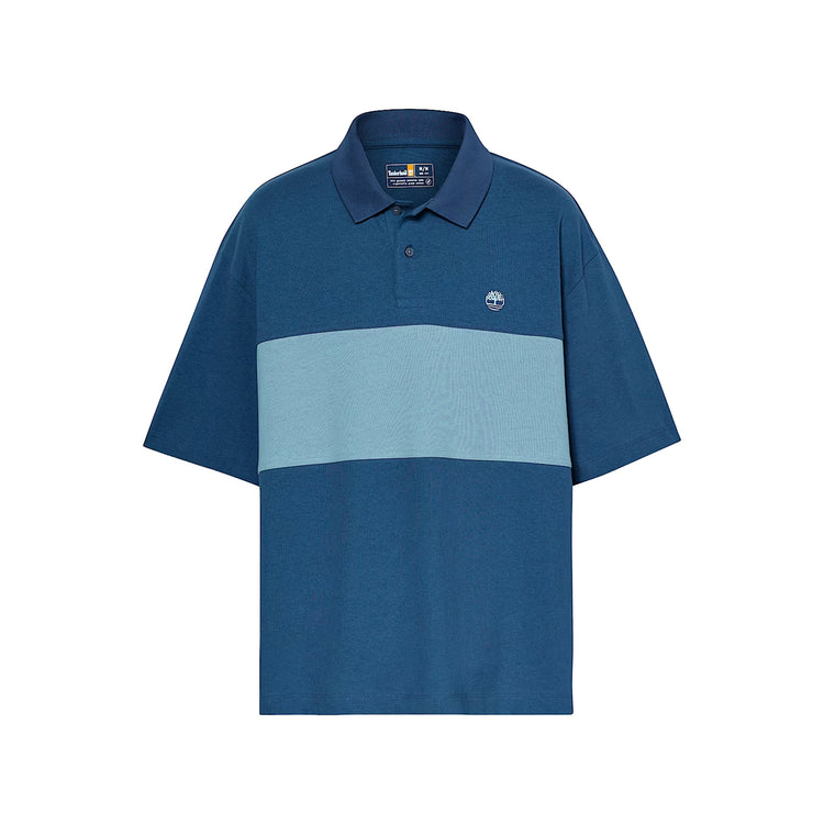 Polo Uomo Stile Rugby blocchi di colore Blu