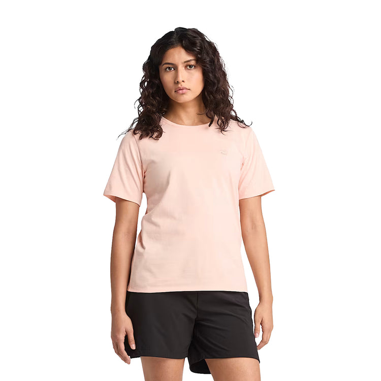 T-shirt Dunstan da Donna in rosa chiaro modella frontale