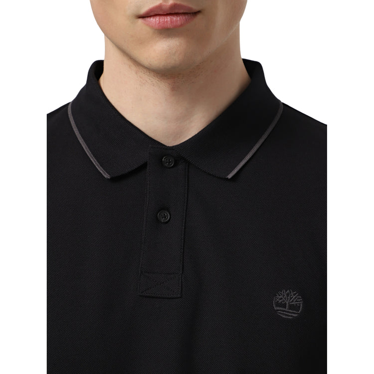 Polo Uomo Millers River Nero dettaglio colletto