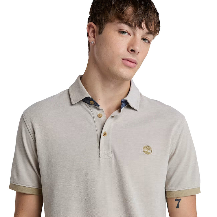 Polo Oxford Uomo Baboosic Brook Grigio modello frontale ravvicinato