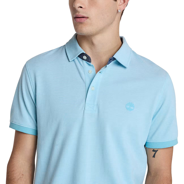 Polo Oxford Uomo Baboosic Brook Azzurro modello frontale ravvicinato