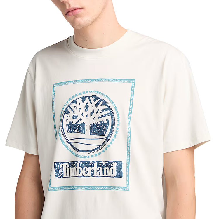 T-shirt Uomo con Grafica Stagionale Doppia Bianco modello frontale ravvicinato