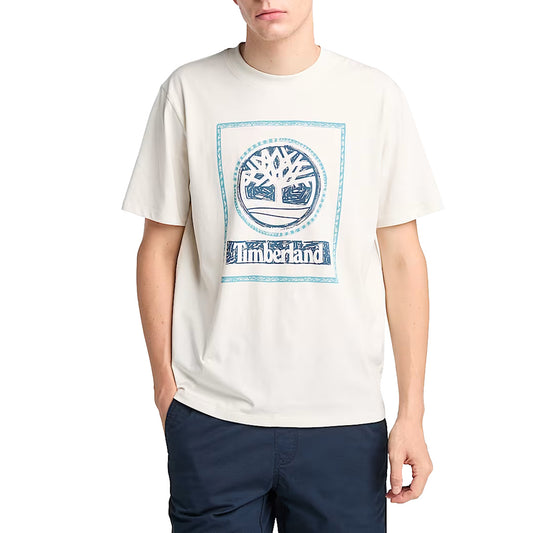 T-shirt Uomo con Grafica Stagionale Doppia Bianco modello frontale