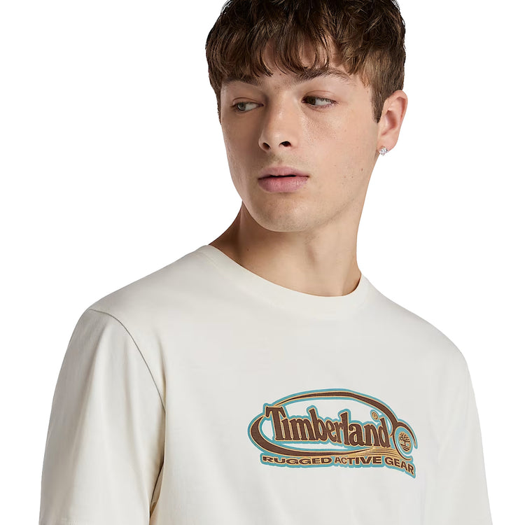 T-shirt Uomo Bianco con Logo Ovale Grande modello frontale ravvicinato