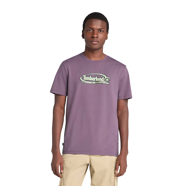 T-shirt Uomo Viola con Logo Ovale Grande modello frontale