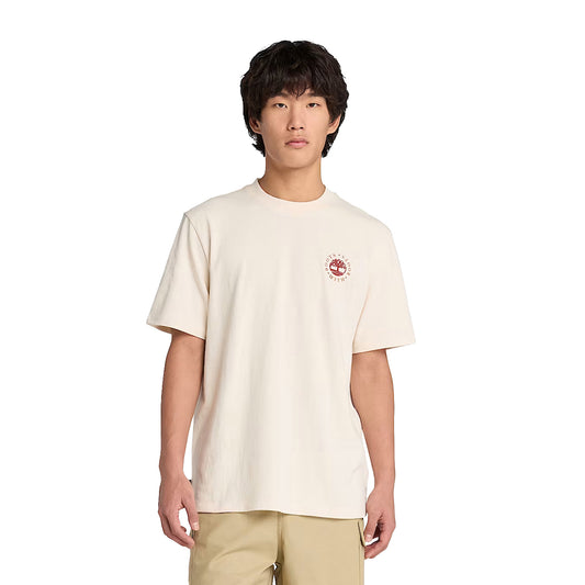 T-shirt Unisex Grafica Boot Lab sul Retro Effetto Lavato Bianco modello frontale