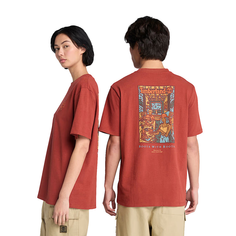 T-shirt Unisex Grafica Boot Lab sul Retro Effetto Lavato Rosso modelli