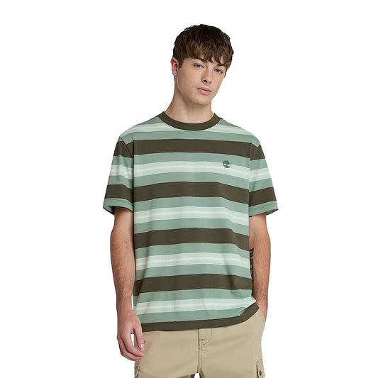 T-shirt Uomo a righe Verde modello frontale