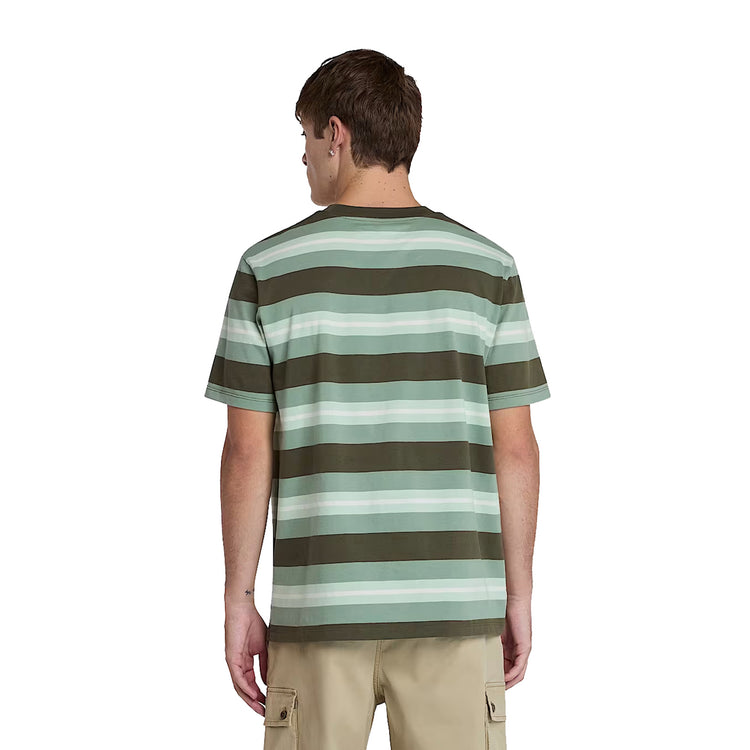 T-shirt Uomo a righe Verde modello retro