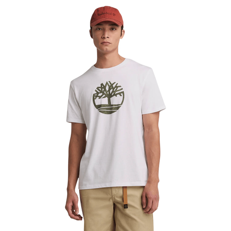 T-shirt Uomo Kennebec River Bianca con maxi logo albero modello frontale