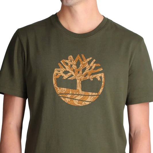 T-shirt Uomo Kennebec River Verde con maxi logo albero