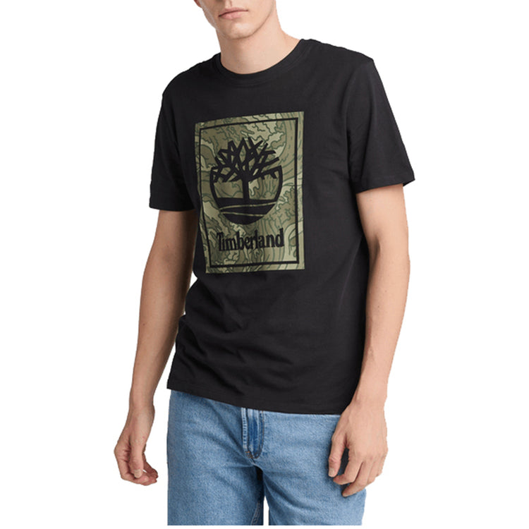 T-shirt Uomo con stampa mimetica Nero modello frontale
