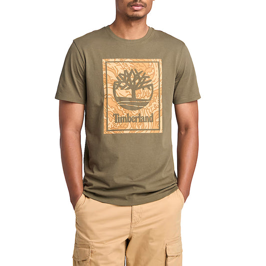 T-shirt Uomo con stampa mimetica Verde modello frontale