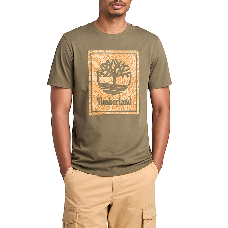 T-shirt Uomo con stampa mimetica Verde modello frontale