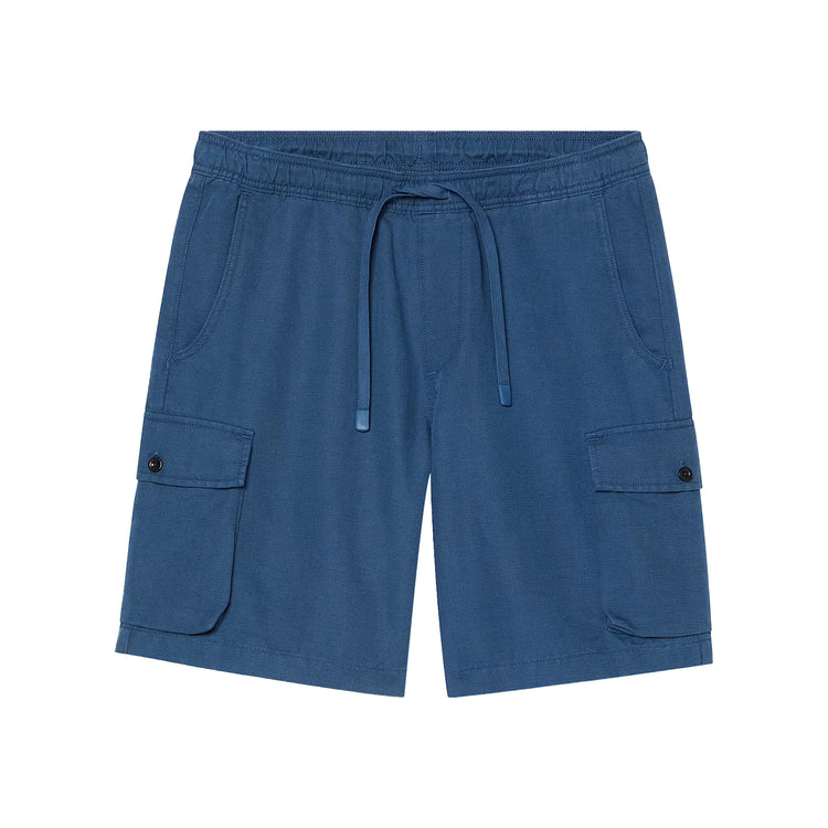 Shorts Uomo Utility in Cotone e Lino Blu scuro