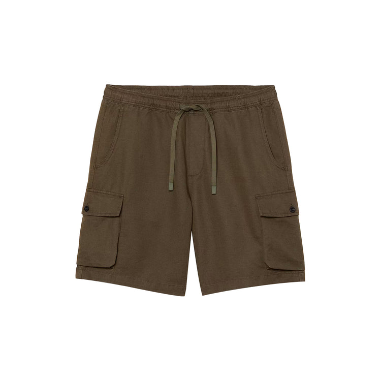 Shorts Uomo Utility in Cotone e Lino Verde scuro
