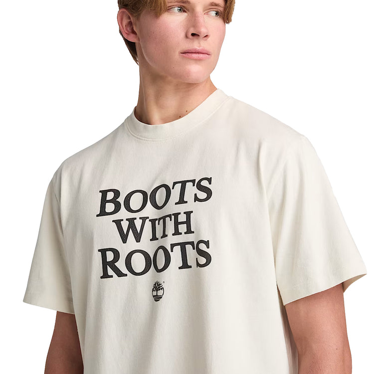 T-shirt Uomo con scritta a grafica Bianco modello frontale ravvicinato