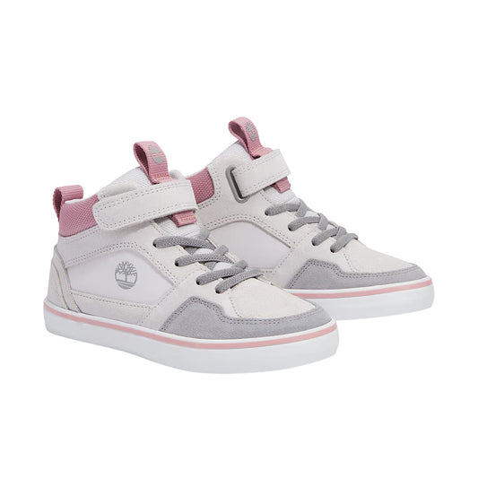 Sneakers Junior Stone Jump Velcro Grigio/Rosa con inserti scamosciati