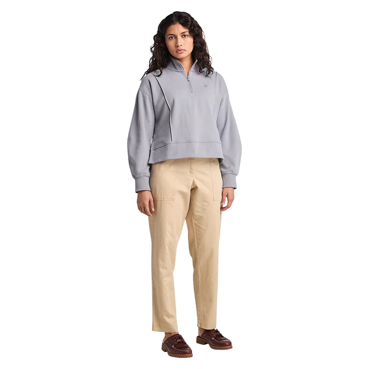 Felpa con Zip a un Quarto Lush da Donna in grigio modella intera frontale