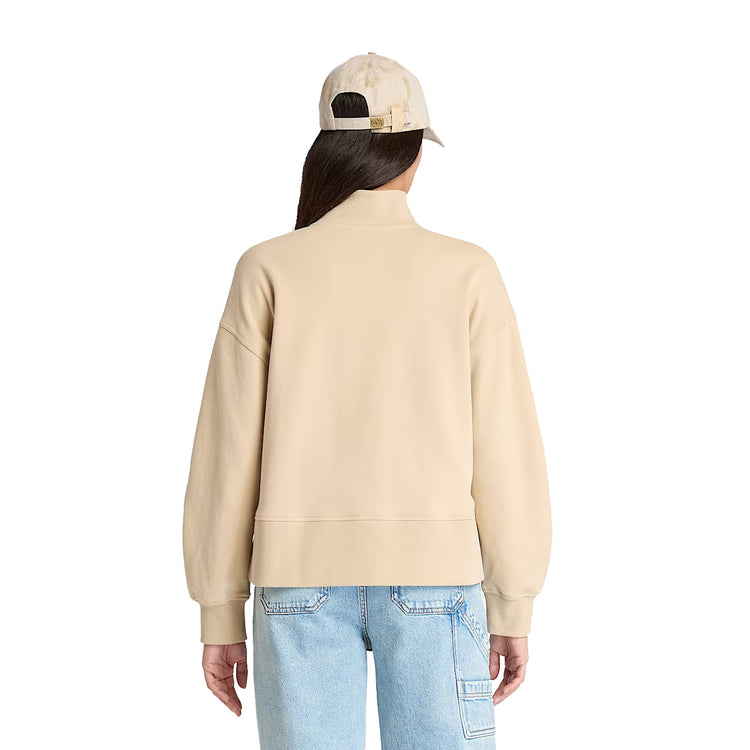 Felpa con Zip a un Quarto Lush da Donna in beige