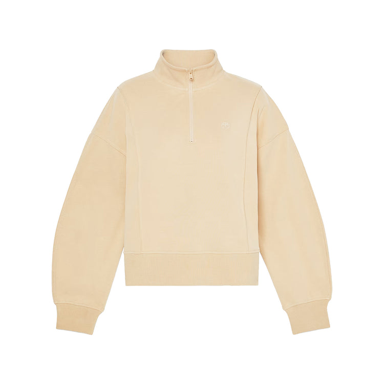 Felpa con Zip a un Quarto Lush da Donna in beige